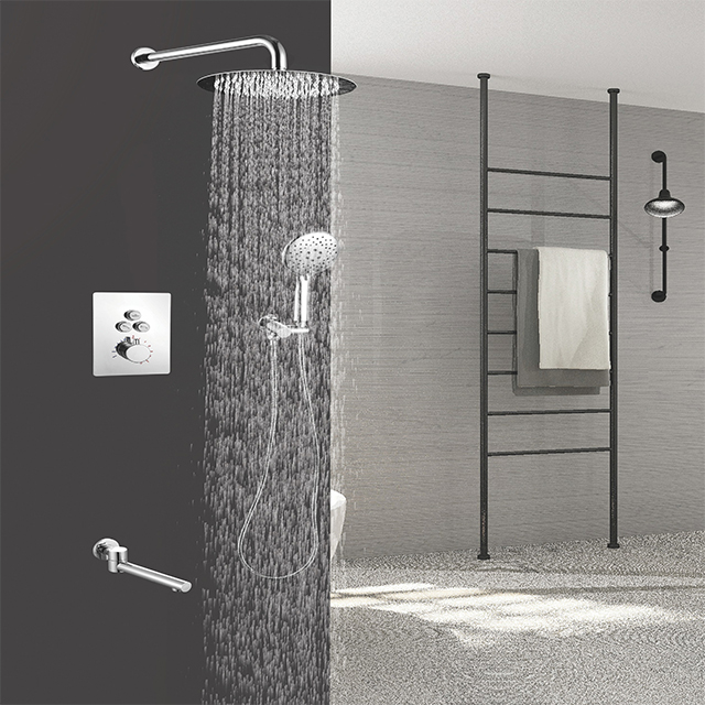 Three function constant temperature button shower set